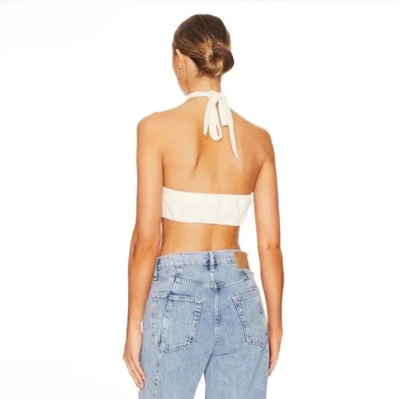 🍀 WEWOREWHAT NWT REVOLVE HALTER BRA TOP IVORY IN XL - Picture 2 of 5